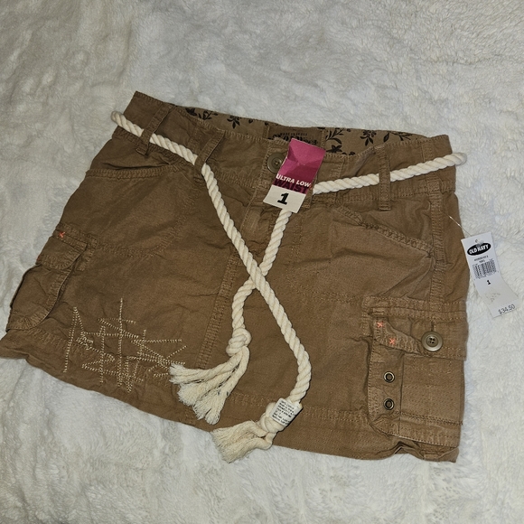 NWT! Y2k Mini Skirt Cargo Old Navy Ultra Low Waist Khaki Rope Belt 2000s NEW - Picture 3 of 16
